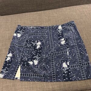 Urban Outfitters Navy and White Patterned Mini Skirt